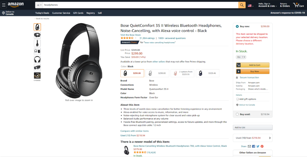 Sample Amazon product page